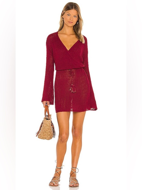 l*space Other - L*Space Topanga Sweater Knit Cover Up Dress Crimson Wrap Bell Sleeve Small